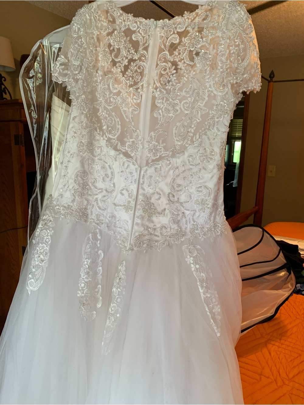 Rhinestone Lace Tulle Bridal Gown - White - Picture 5 of 8